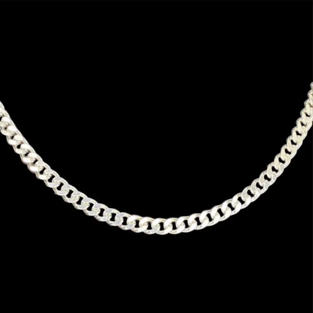 Curb Chain Necklace Sterling Silver Overlay 5mm x 18 inches
